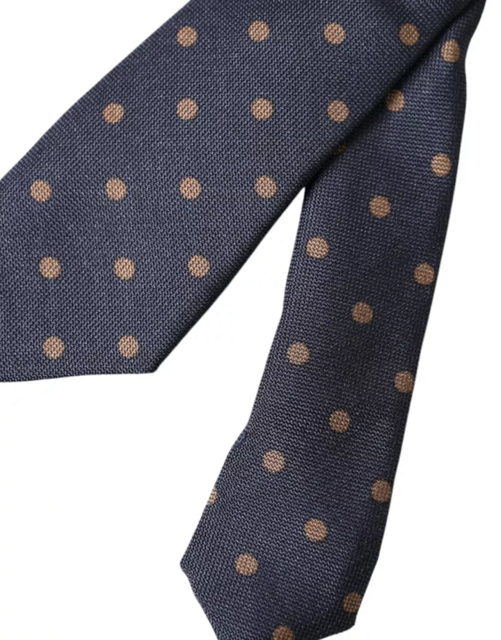 Black dotted fantasy silk tie for men, adjustable