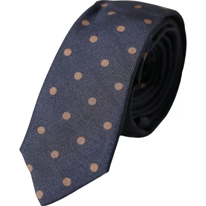 Black dotted fantasy silk tie for men, adjustable