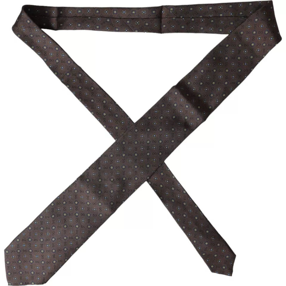 Braune Seidenkrawatte mit Markenlogo, verstellbar