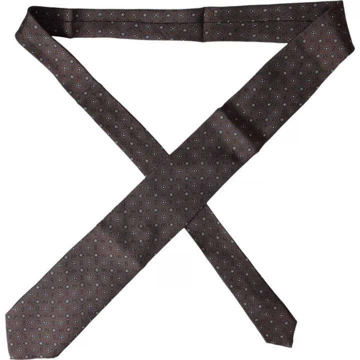 Braune Seidenkrawatte mit Markenlogo, verstellbar