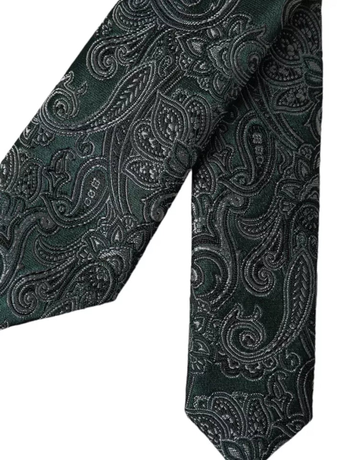 Green Floral Pattern 100% Silk Adjustable Men's Tie