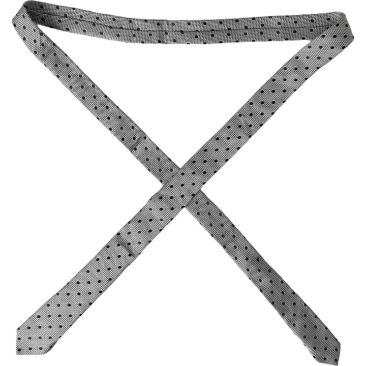 Black and white dot fancy silk tie for men, adjustable