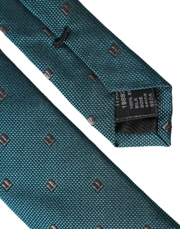 Green patterned silk tie for men, adjustable