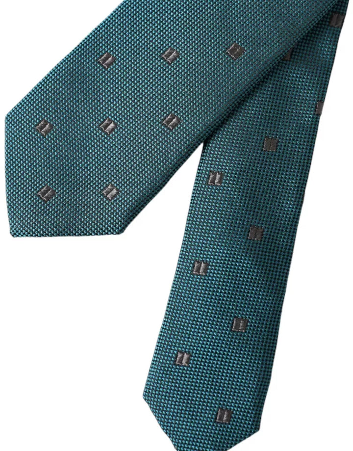 Green patterned silk tie for men, adjustable