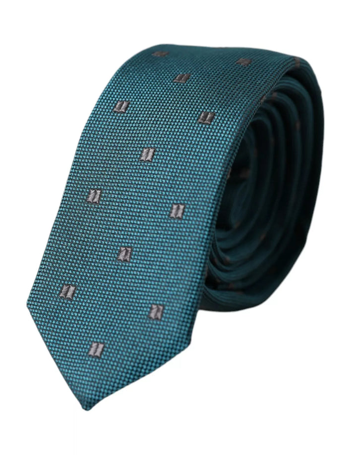 Green patterned silk tie for men, adjustable