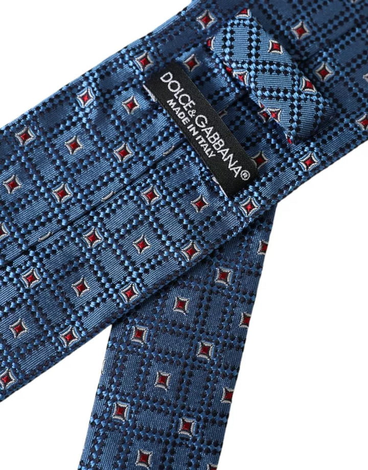 Blue patterned 100% silk adjustable men's tie