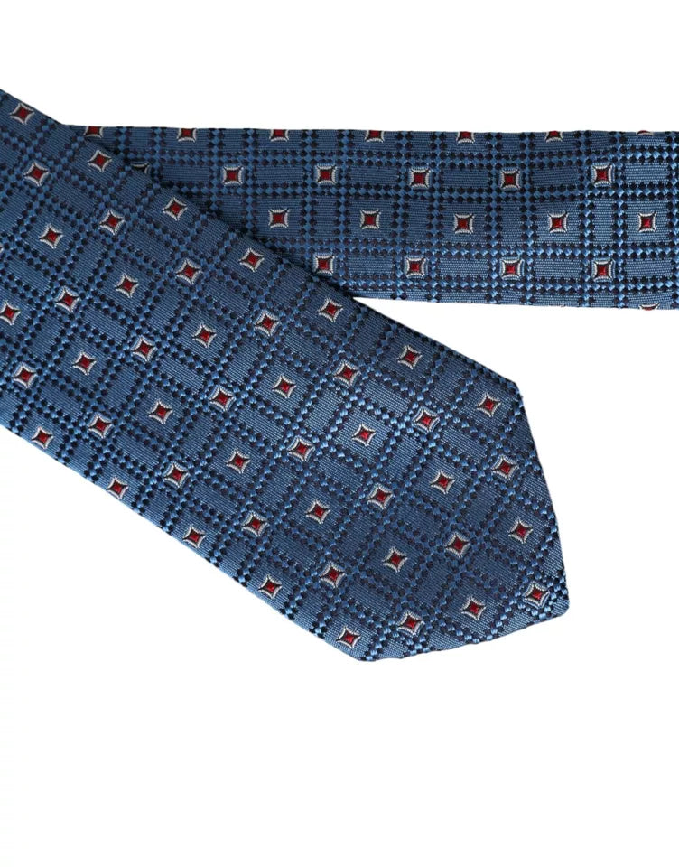 Blue patterned 100% silk adjustable men's tie