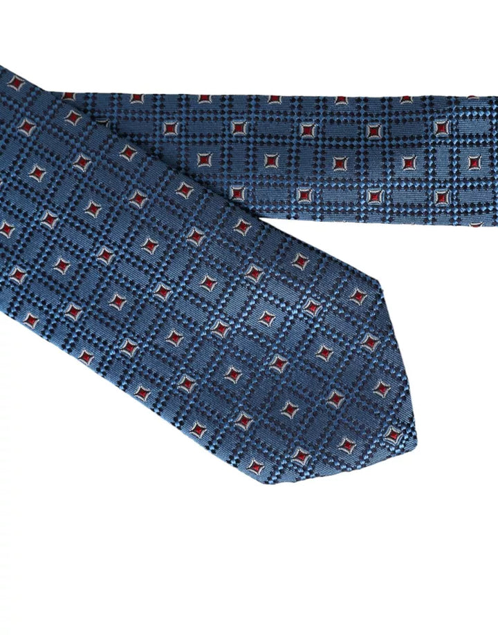 Blue patterned 100% silk adjustable men's tie
