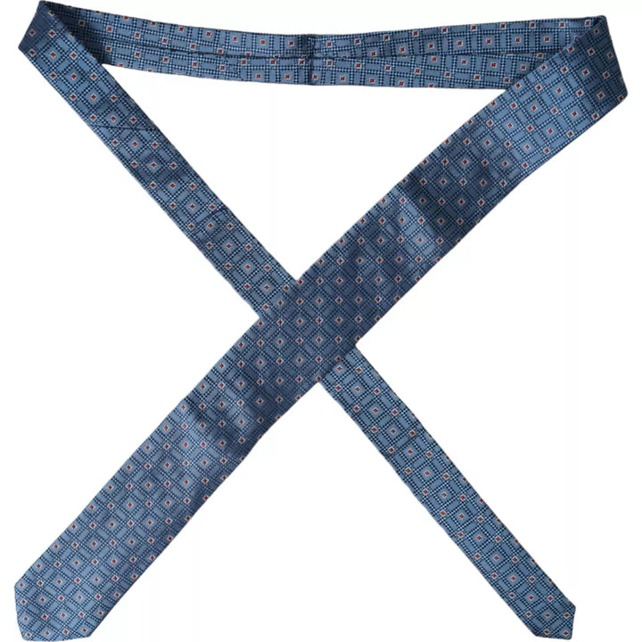 Blue patterned 100% silk adjustable men's tie