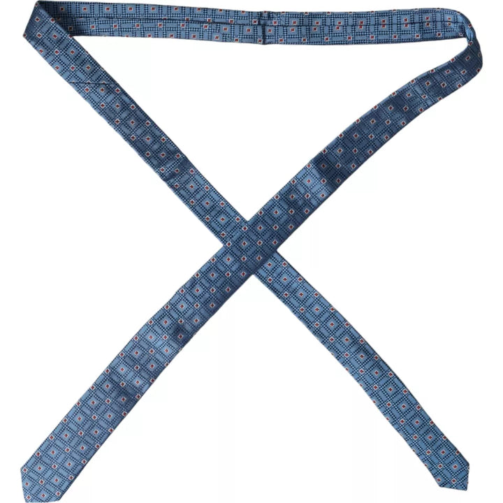 Blue patterned 100% silk adjustable men's tie