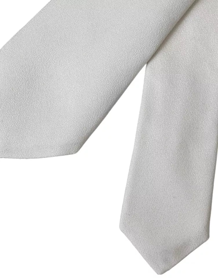 White silk tie classic adjustable for men