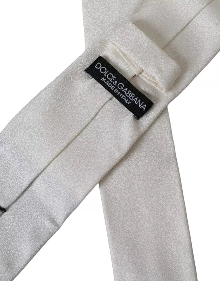 White silk tie classic adjustable for men
