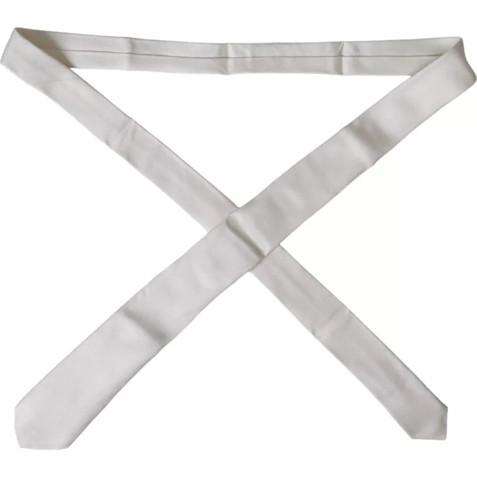 White silk tie classic adjustable for men