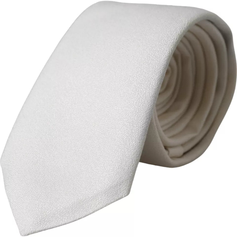 White silk tie classic adjustable for men