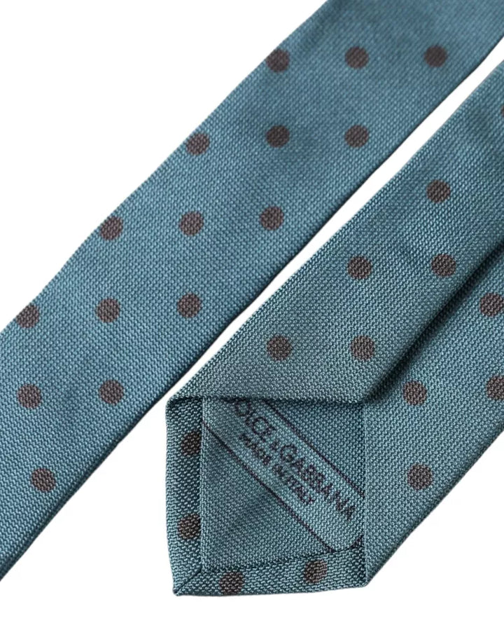 Green and black dotted silk tie for men, adjustable