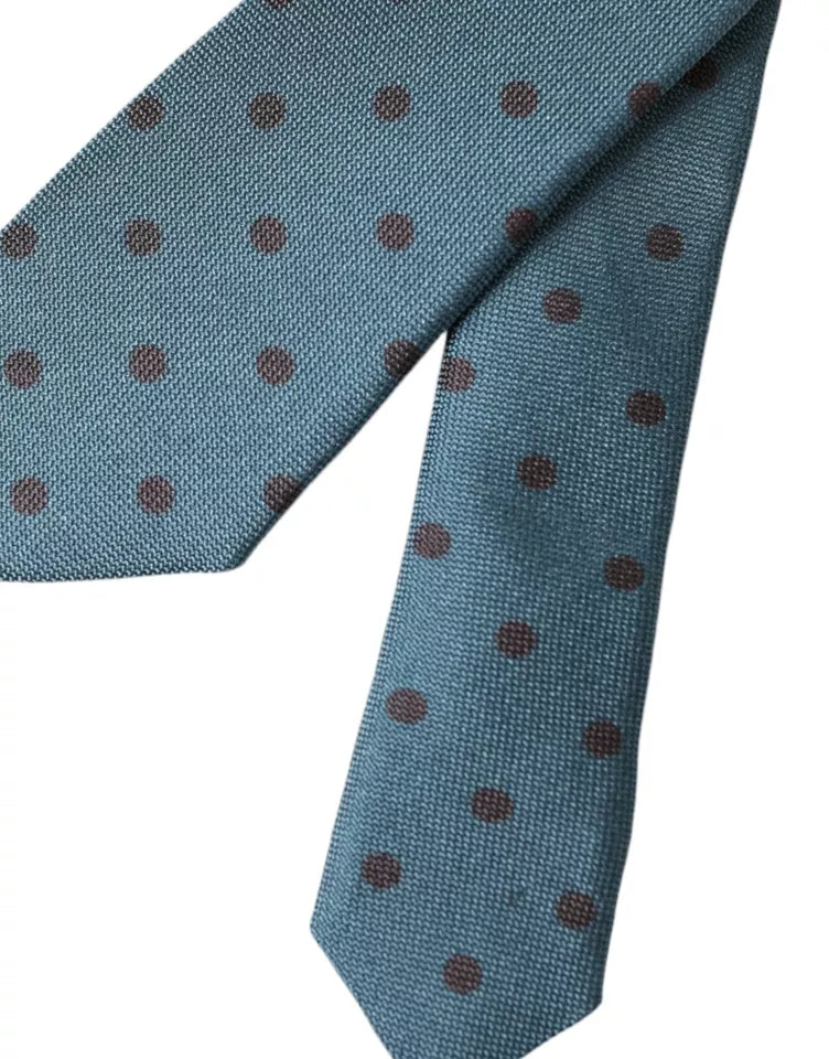 Green and black dotted silk tie for men, adjustable