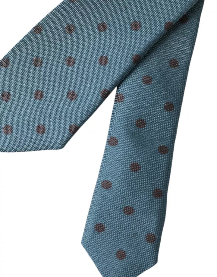 Green and black dotted silk tie for men, adjustable