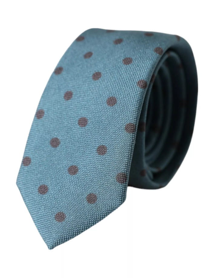 Green and black dotted silk tie for men, adjustable