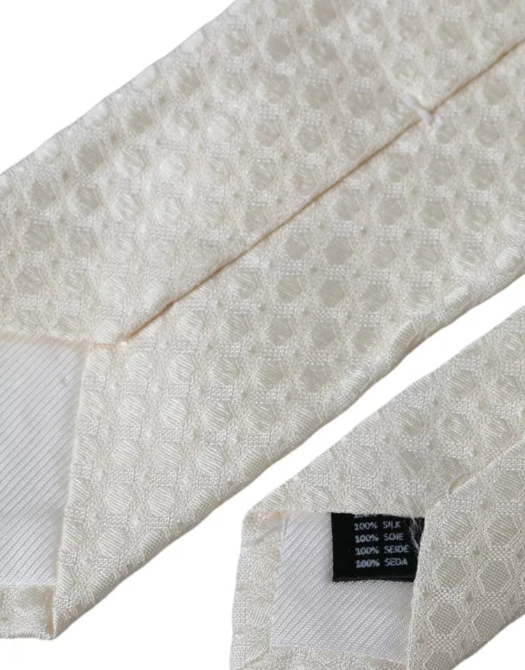 Off White Silk Adjustable Necktie Men's Tie