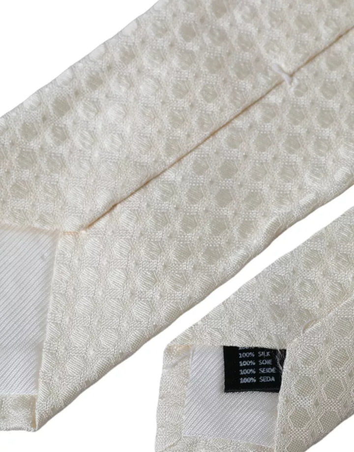 Off White Silk Adjustable Necktie Men's Tie