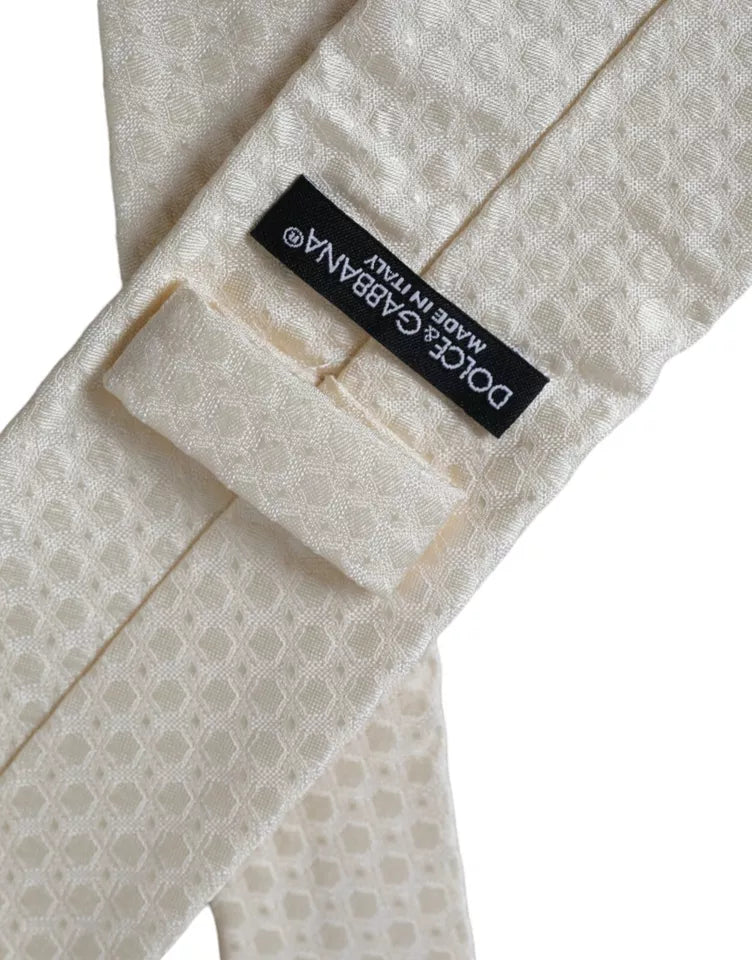 Off White Silk Adjustable Necktie Men's Tie