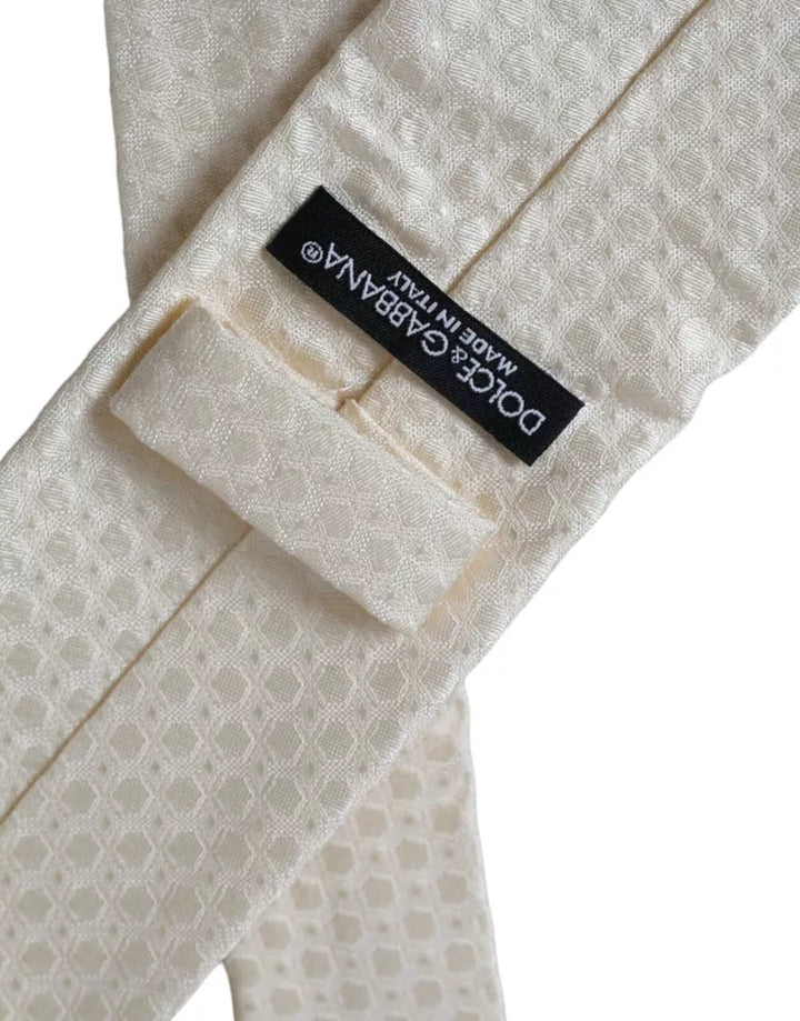 Off White Silk Adjustable Necktie Men's Tie