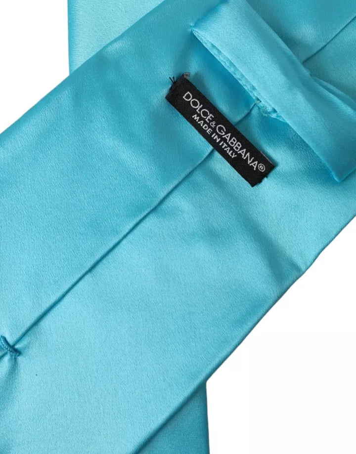 Light blue satin silk tie for men, wide and adjustable