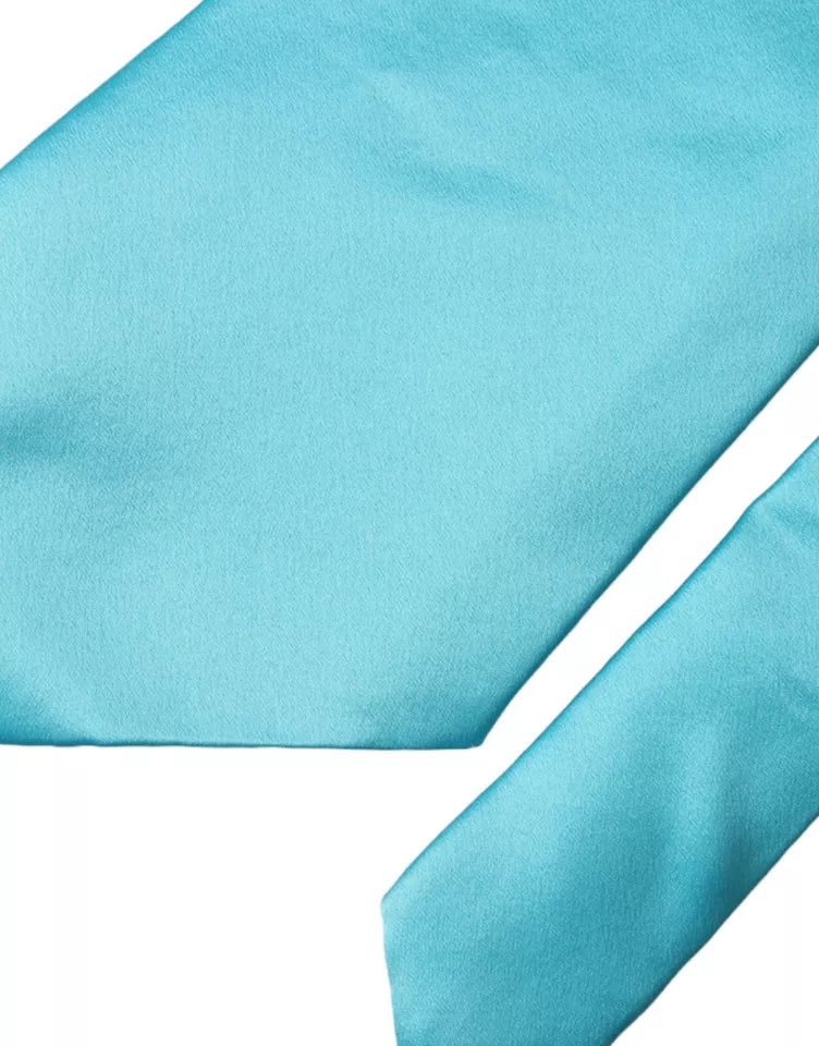 Light blue satin silk tie for men, wide and adjustable