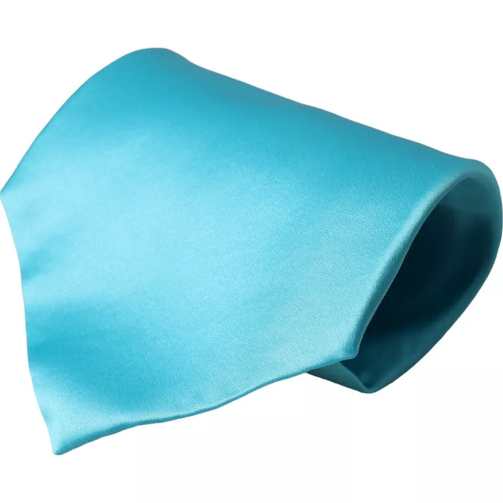 Light blue satin silk tie for men, wide and adjustable