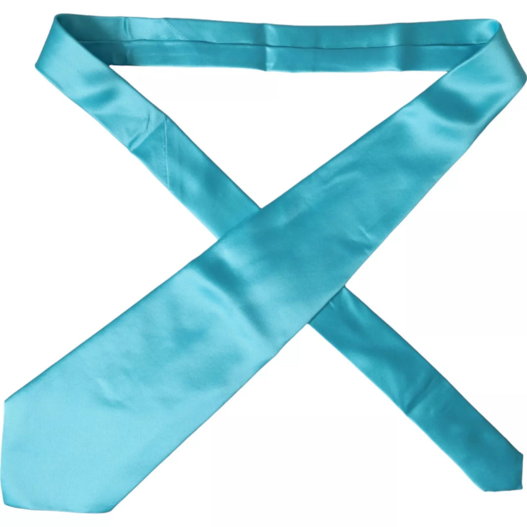 Light blue satin silk tie for men, wide and adjustable