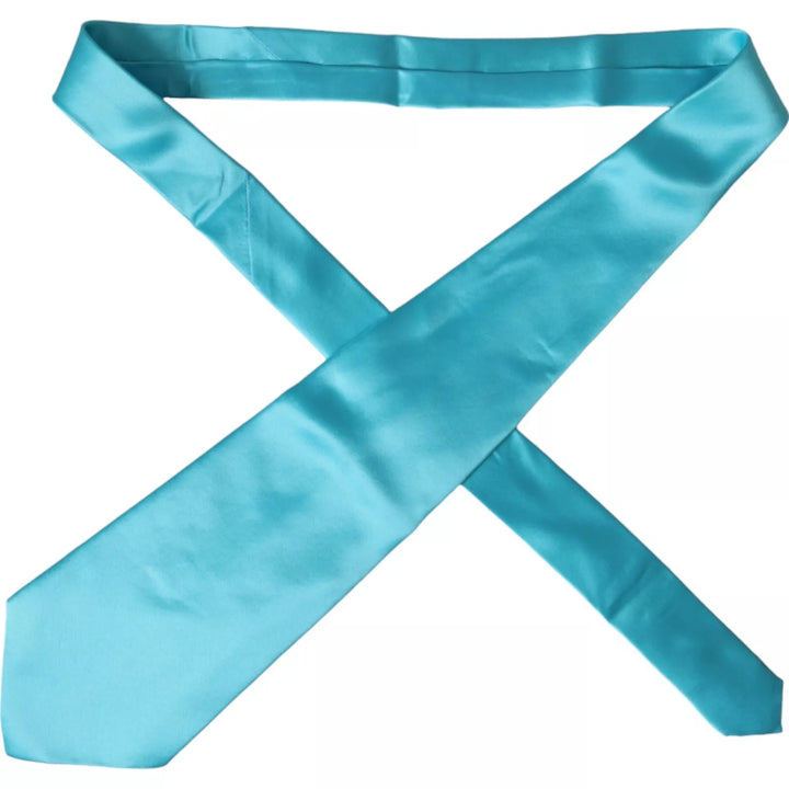 Light blue satin silk tie for men, wide and adjustable