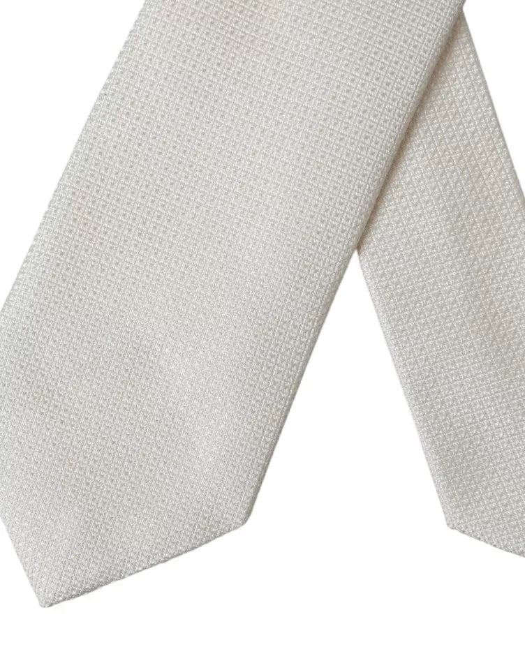 White patterned silk tie classic adjustable