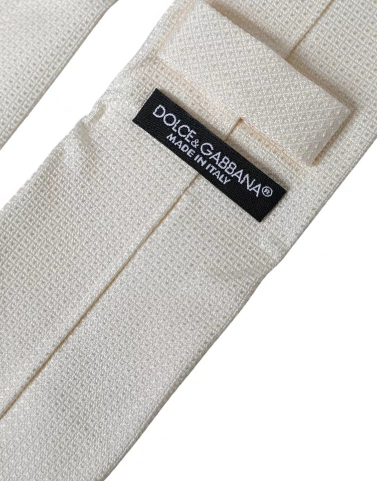 White patterned silk tie classic adjustable