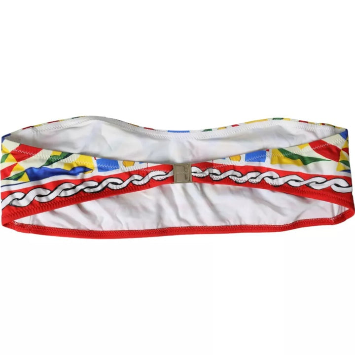 Dolce & Gabbana Multicolor Carretto Bandeau Bademode Top Bikini