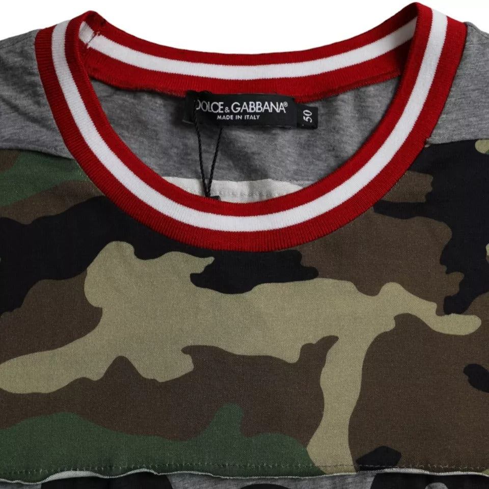 Multicolor Camouflage Cotton Round Neck Men's T-shirt