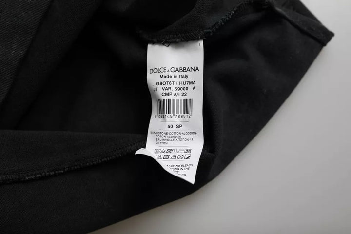 Schwarzes T-Shirt mit Rundhalsausschnitt aus Baumwolle mit Grafikdruck