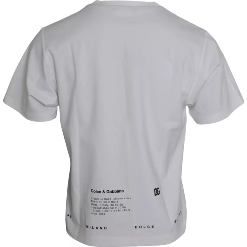 Weißes T-Shirt mit roten Lippen aus Baumwolle für Männer