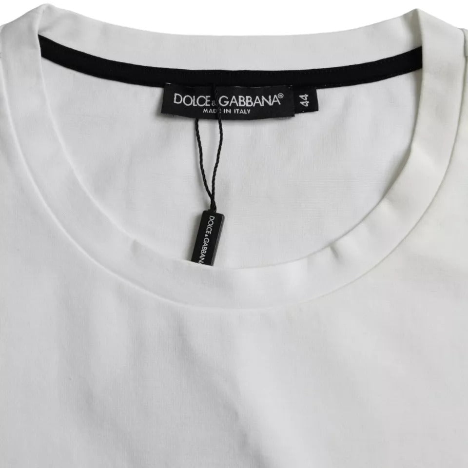 White cotton t-shirt with red lips for men