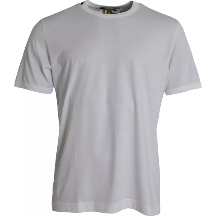 Weißes Baumwoll-T-Shirt mit Rundhalsausschnitt und kurzen Ärmeln