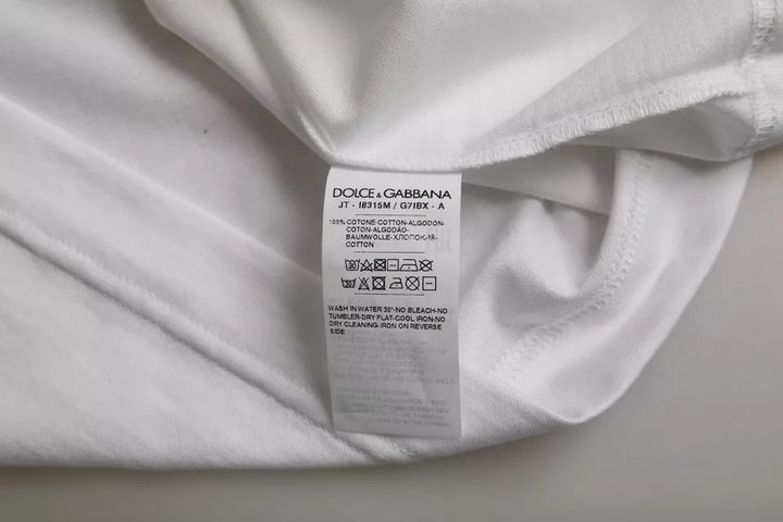 Weißes Baumwoll-T-Shirt mit Rundhalsausschnitt und kurzen Ärmeln
