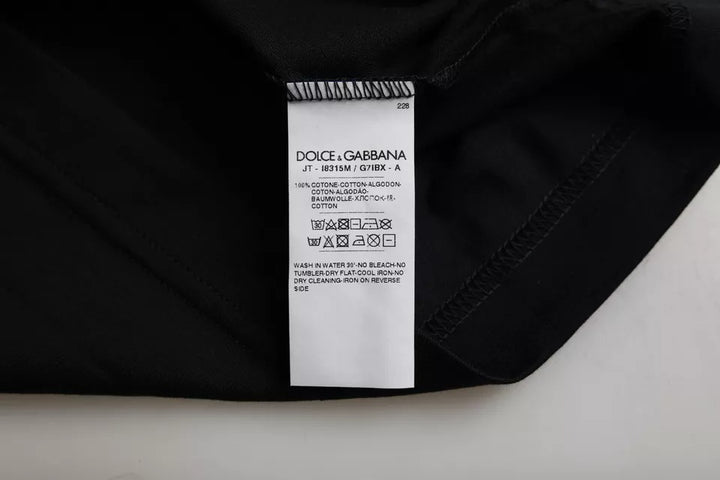 Schwarzes Baumwoll-T-Shirt mit Rundhalsausschnitt und kurzen Ärmeln für Männer