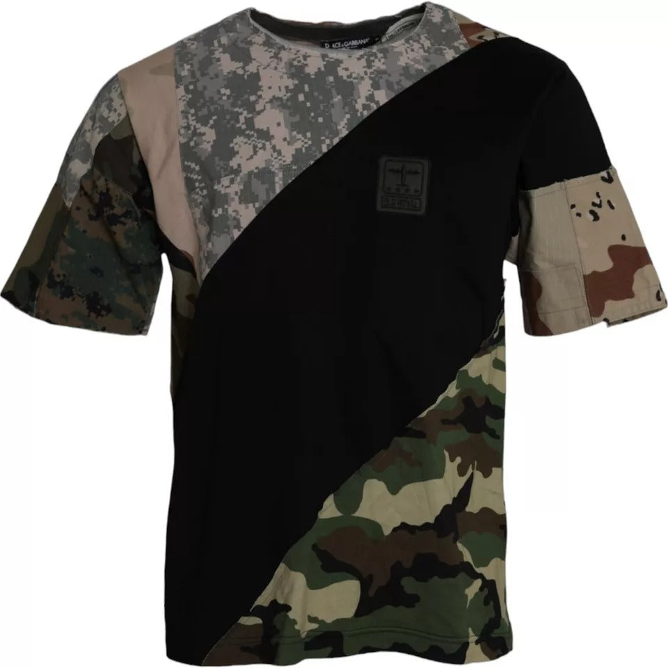 Multicolor Camouflage Cotton Round Neck Men's T-shirt