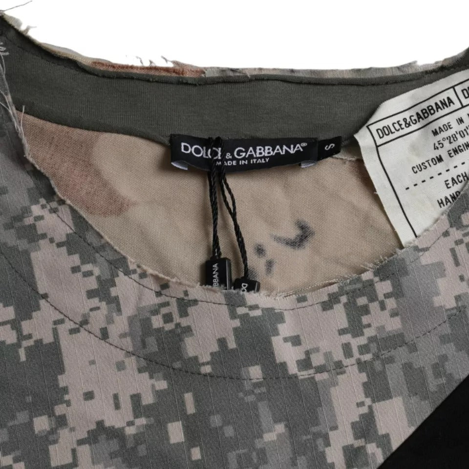 Multicolor Camouflage Cotton Round Neck Men's T-shirt