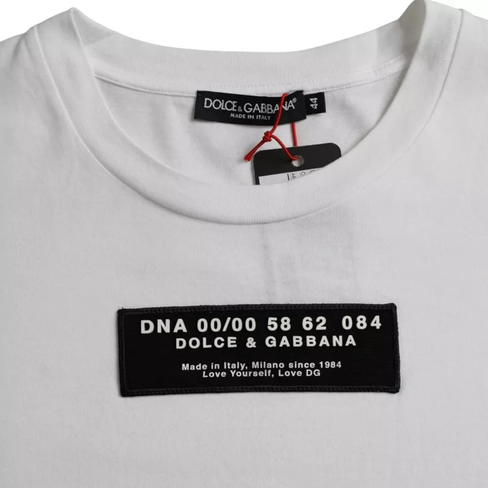 White Cotton DG Applique Men's Casual T-Shirt