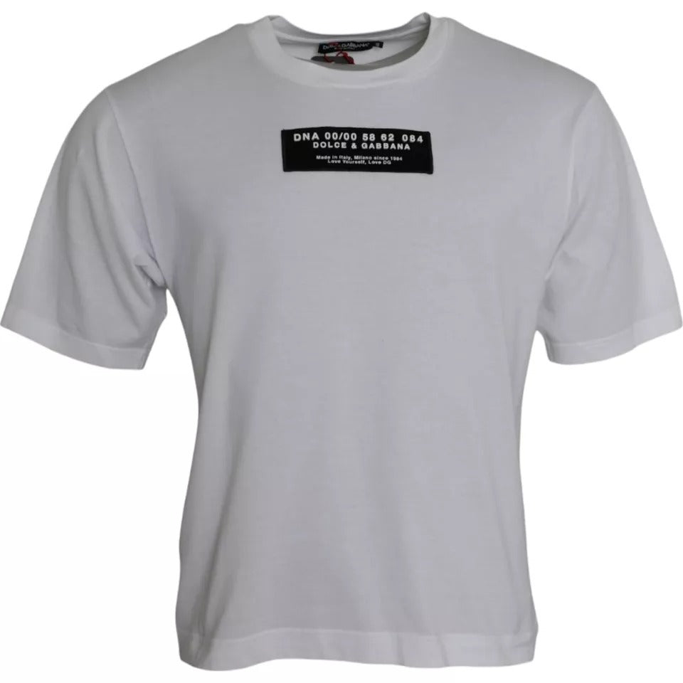 White Cotton DG Applique Men's Casual T-Shirt