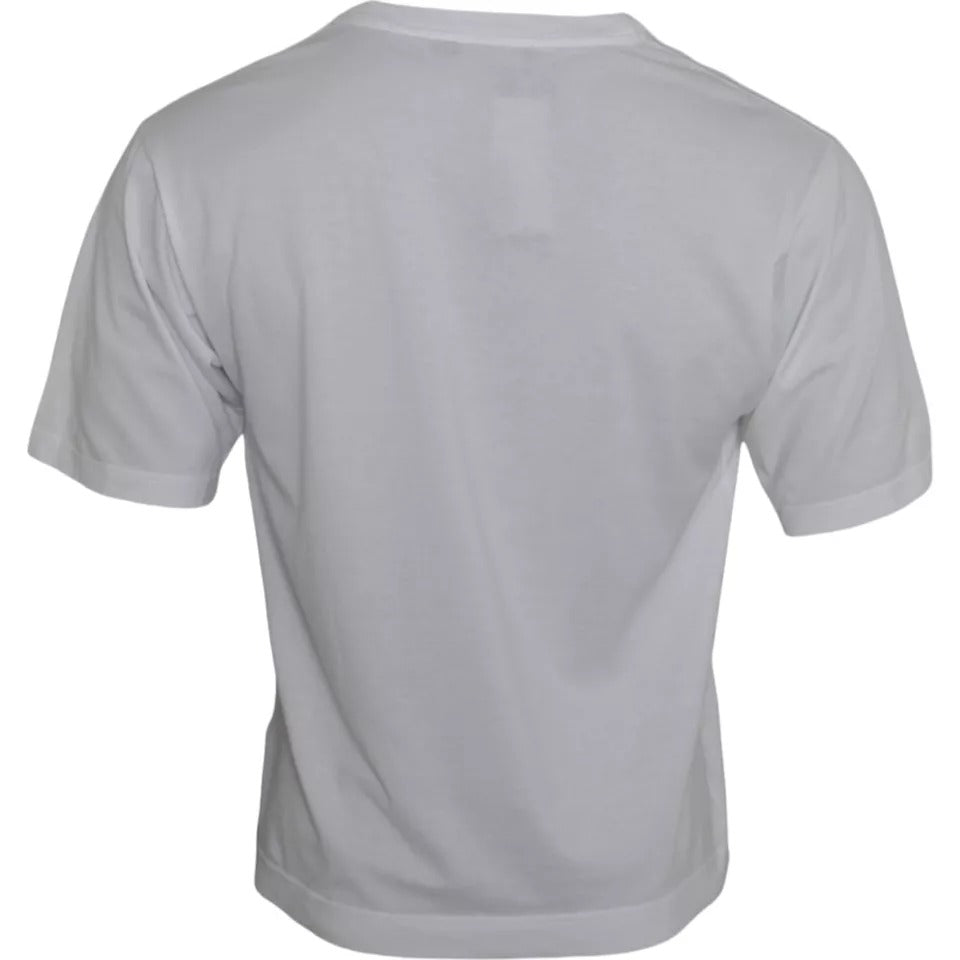 White Cotton DG Applique Men's Casual T-Shirt