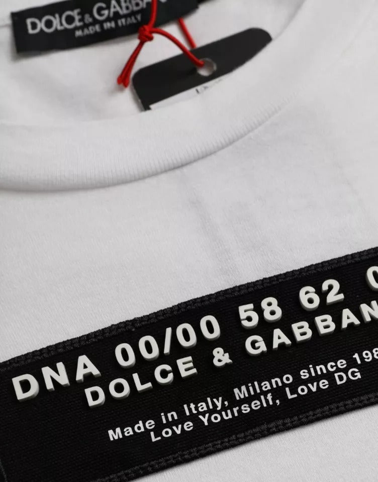 White Cotton DG Applique Men's Casual T-Shirt