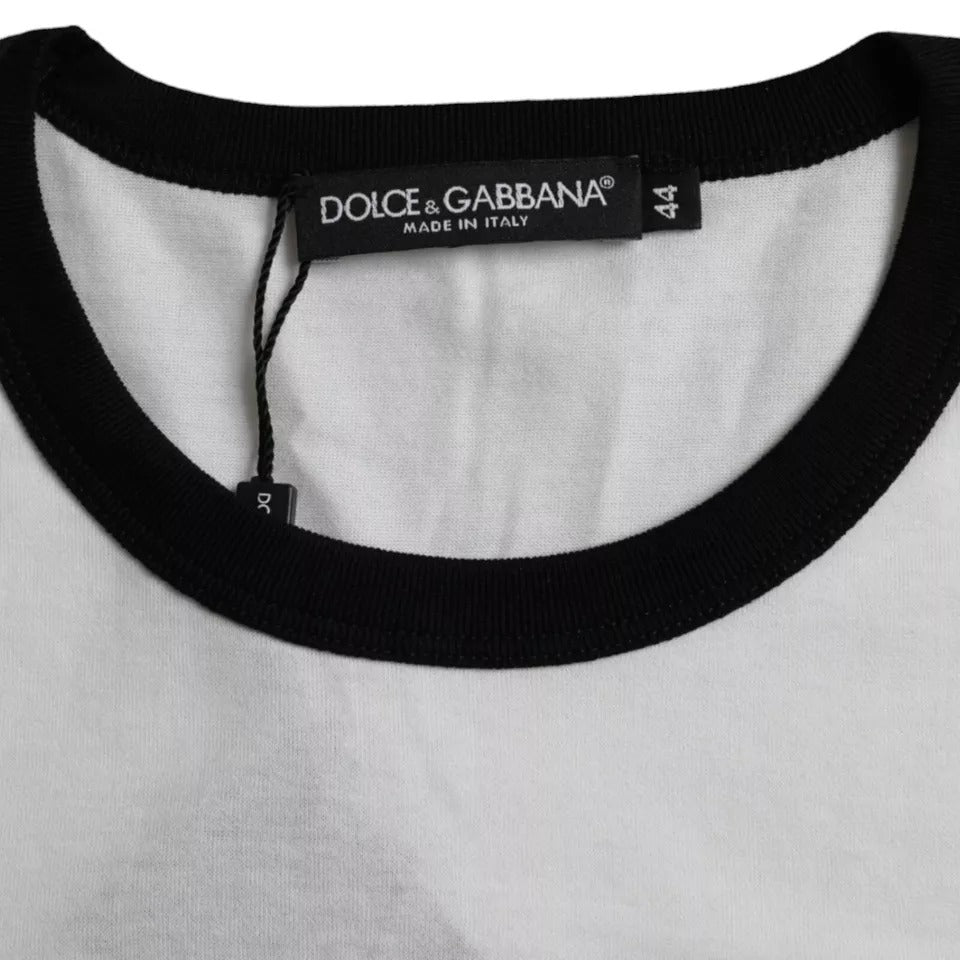 Black White Jazz Print Cotton Short Sleeve T-Shirt