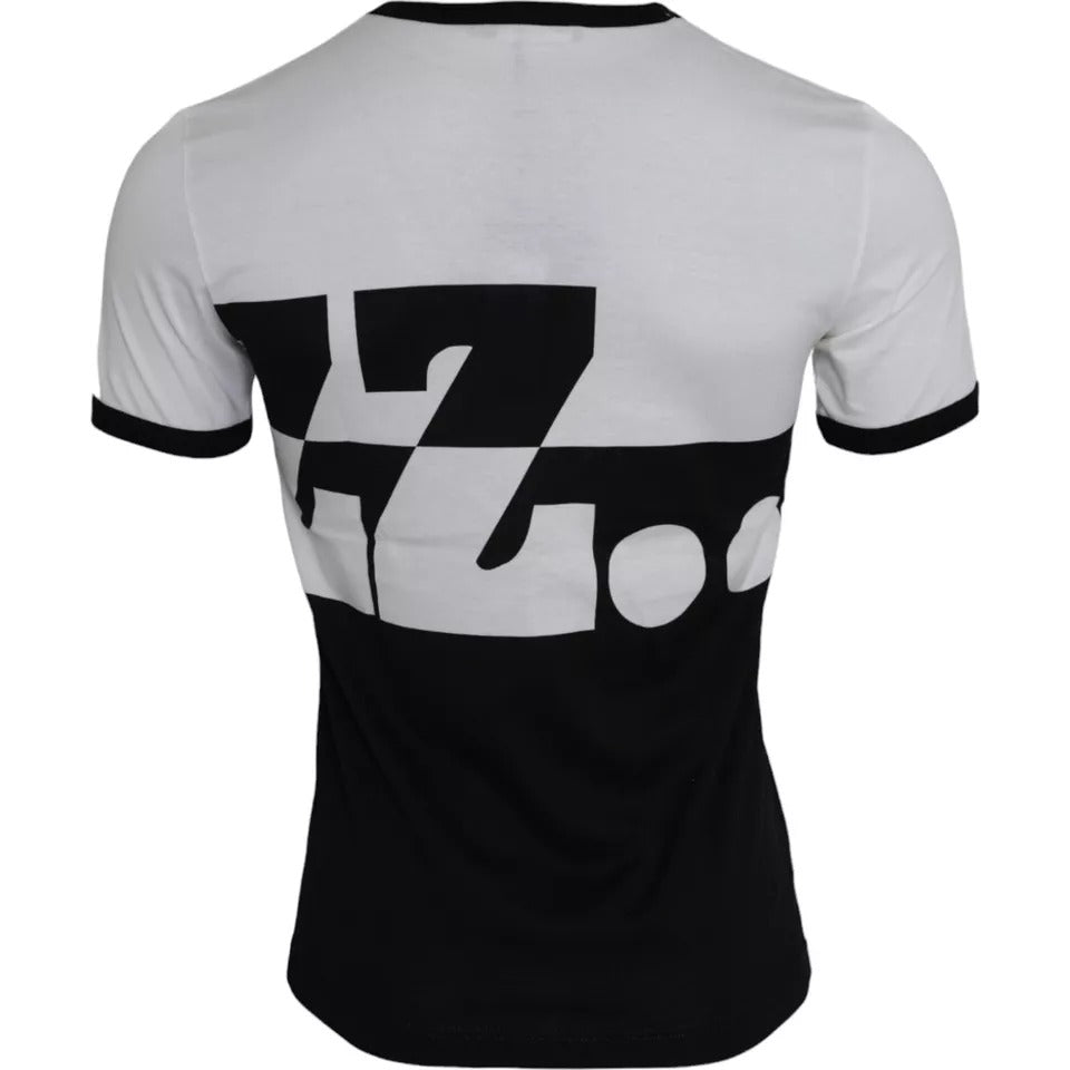 Black White Jazz Print Cotton Short Sleeve T-Shirt