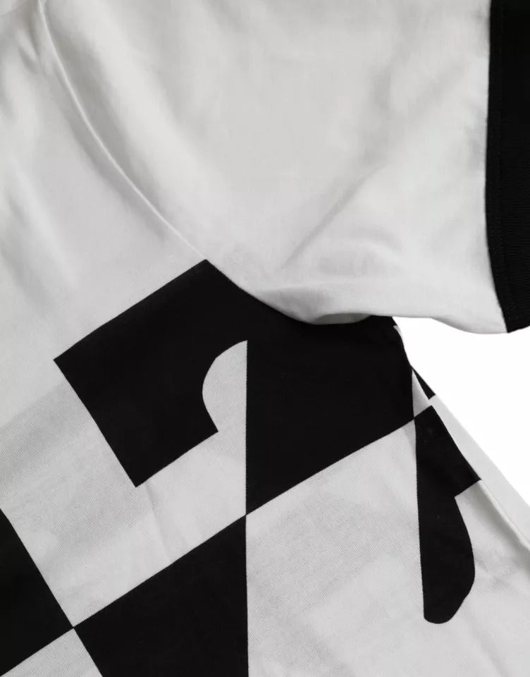 Black White Jazz Print Cotton Short Sleeve T-Shirt